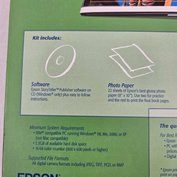 Epson StoryTeller Photo Book Creator 8x10 20 Page Book Digital Kit Glossy - Picture 7 of 10